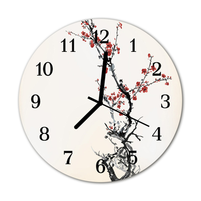 Horloge murale en verre Fleurs