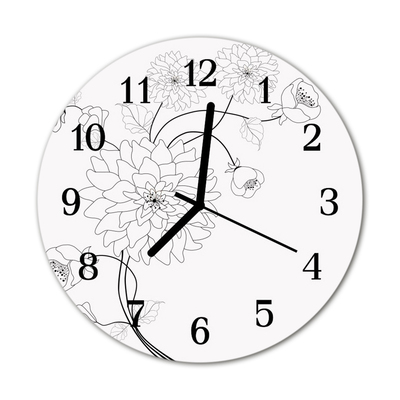 Horloge murale en verre Fleurs