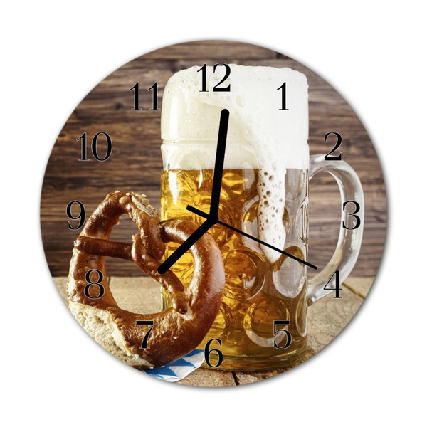 Horloge murale en verre Bretzel à la bière