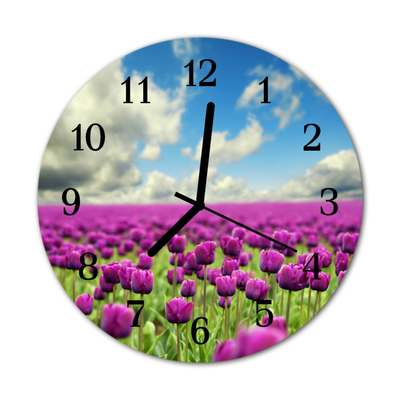 Horloge murale en verre Tulipes