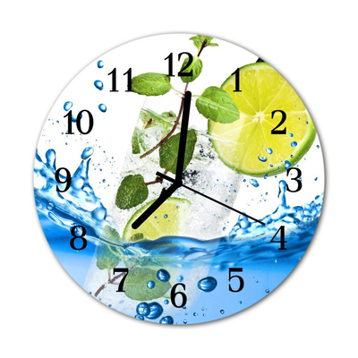 Horloge murale en verre Menthe citron vert