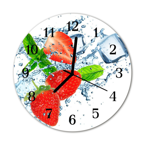 Horloge murale en verre Fraises