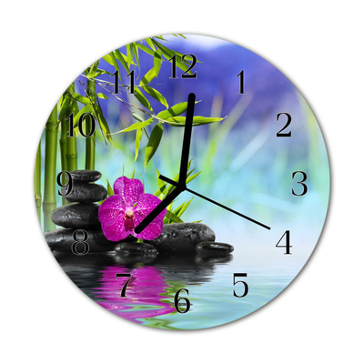 Horloge murale en verre Spa orchid