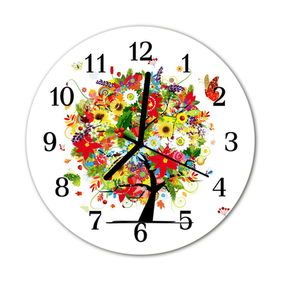 Horloge murale en verre Arbre de fleurs