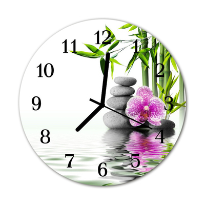 Horloge murale en verre Pierres orchidées