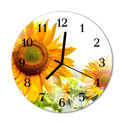 Horloge murale en verre Tournesol