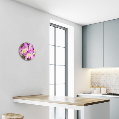 Horloge murale en verre Fleurs