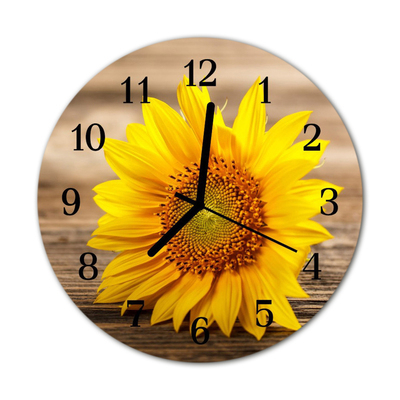 Horloge murale en verre Tournesol