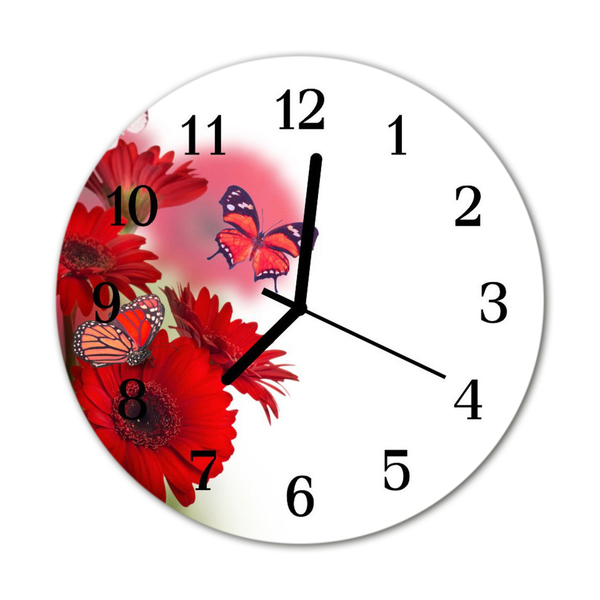 Horloge murale en verre Gerbera