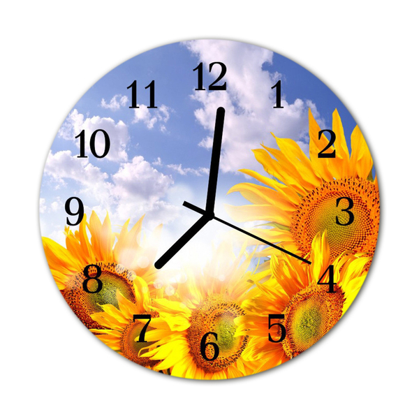 Horloge murale en verre Tournesol