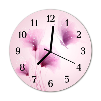 Horloge murale en verre Fleurs