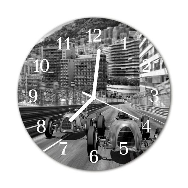 Horloge murale en verre Voiture de course