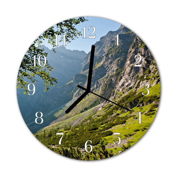 Horloge murale en verre Montagnes