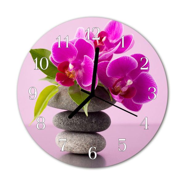 Horloge murale en verre Orchidée