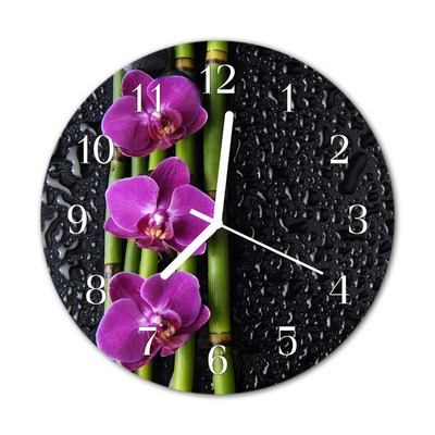 Horloge murale en verre Orchidée