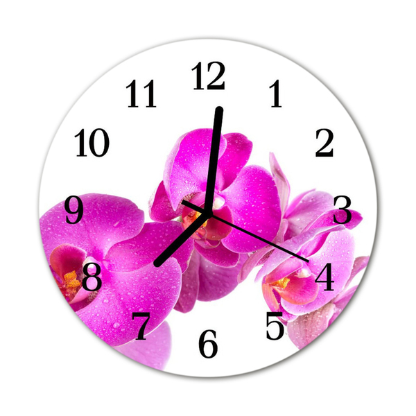 Horloge murale en verre Orchidée