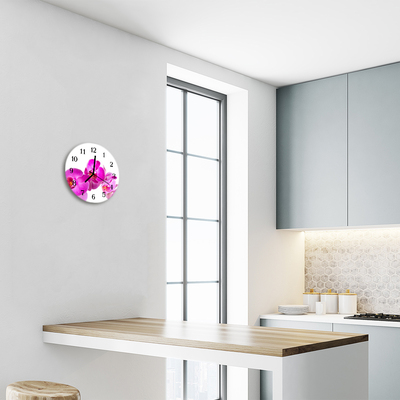 Horloge murale en verre Orchidée