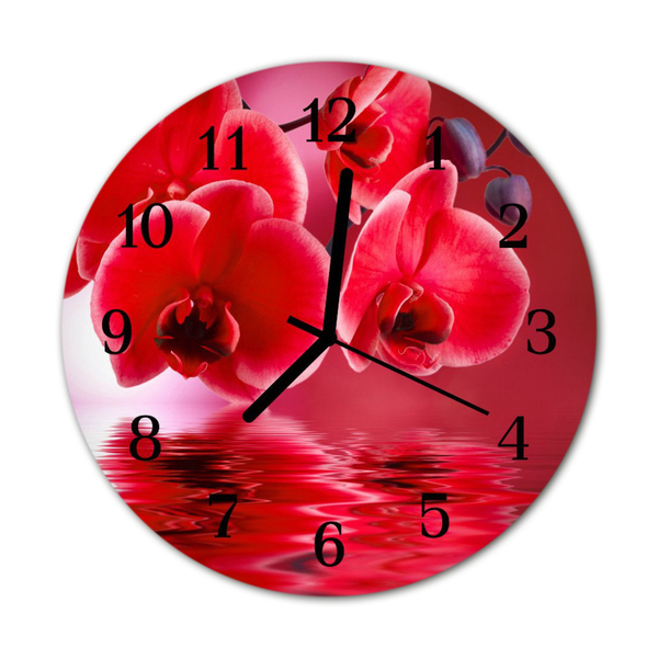 Horloge murale en verre Orchidée