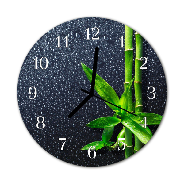 Horloge murale en verre Gouttes de bambou