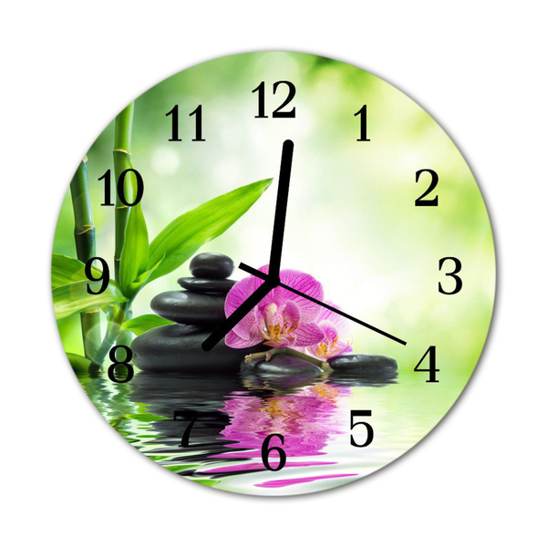 Horloge murale en verre Spa orchid