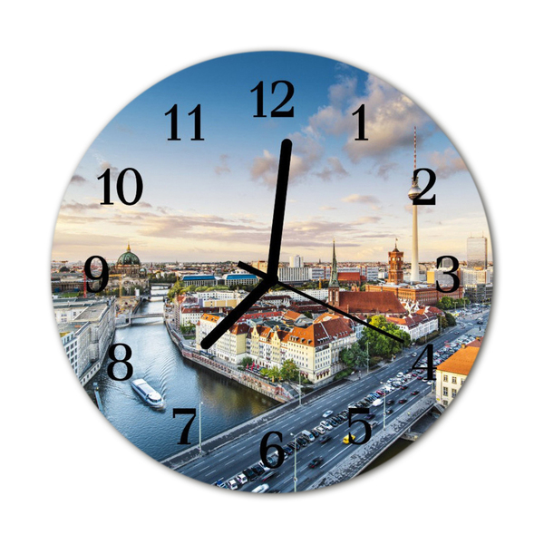 Horloge murale en verre Rivière de la ville