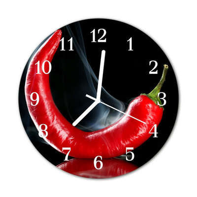 Horloge murale en verre Poivre chili