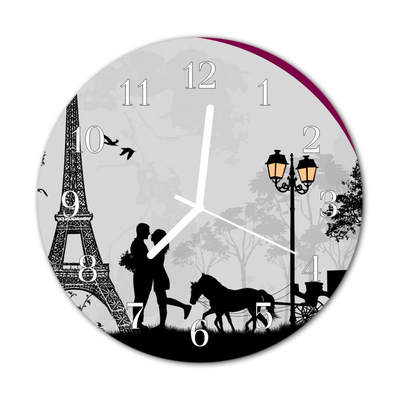 Horloge murale en verre Amour parisien