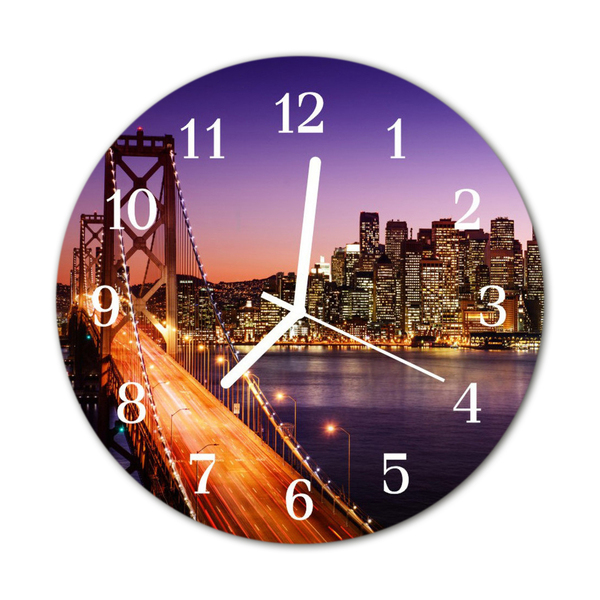 Horloge murale en verre Ville pont