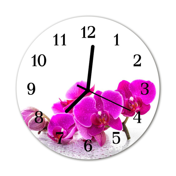 Horloge murale en verre Orchidée