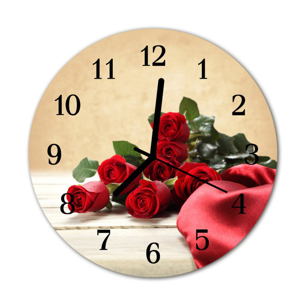 Horloge murale en verre Roses