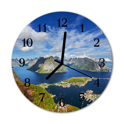 Horloge murale en verre Montagnes