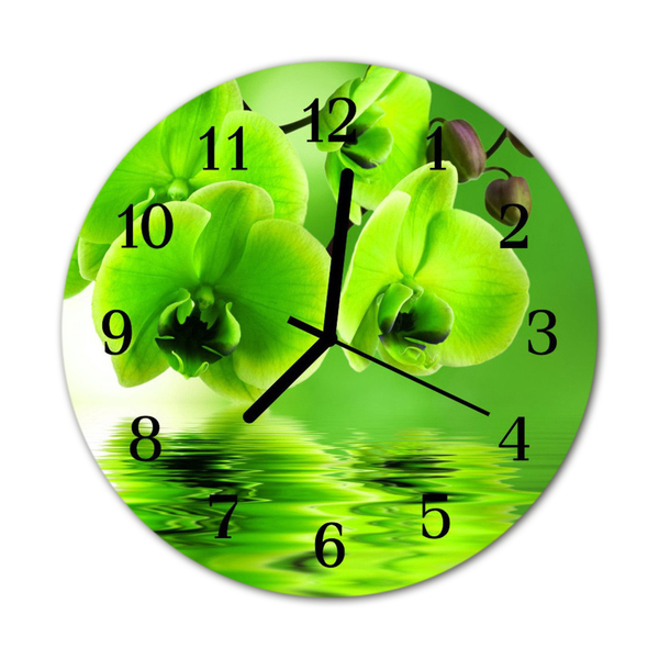 Horloge murale en verre Orchidée