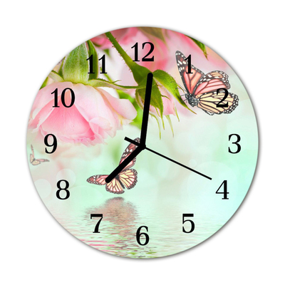 Horloge murale en verre Papillons