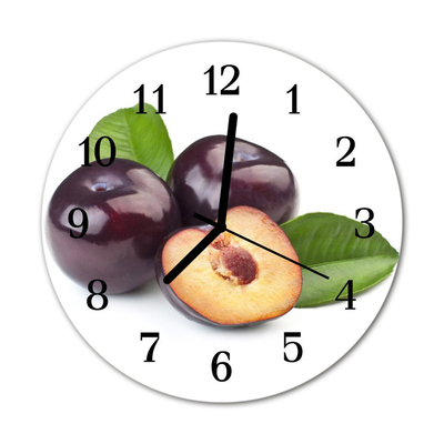 Horloge murale en verre Prunes