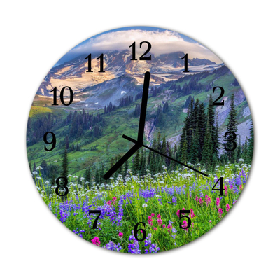 Horloge murale en verre Montagne de prairie