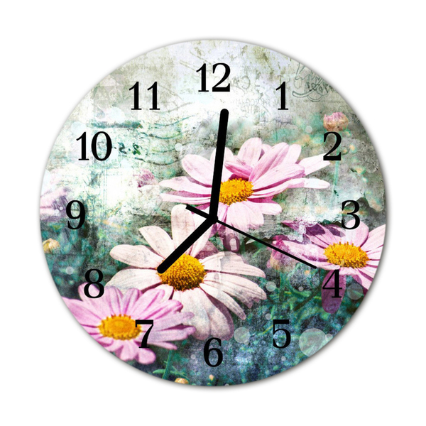 Horloge murale en verre Fleurs