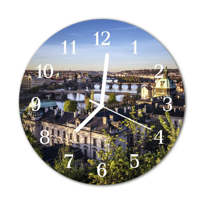 Horloge murale en verre Prague