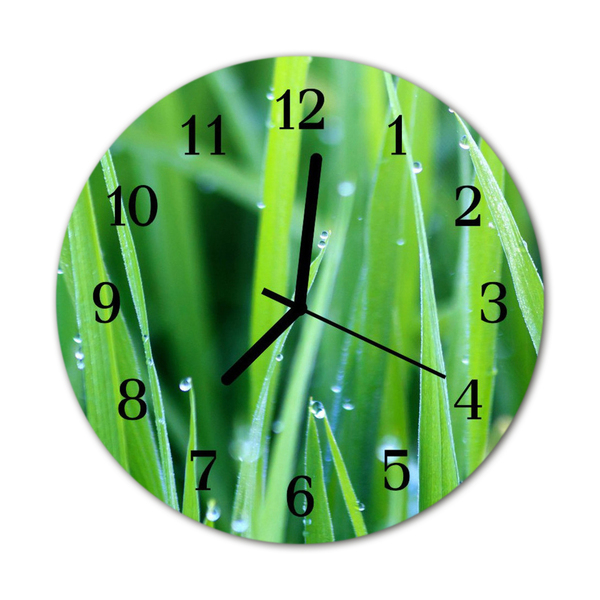 Horloge murale en verre Rosée d'herbe