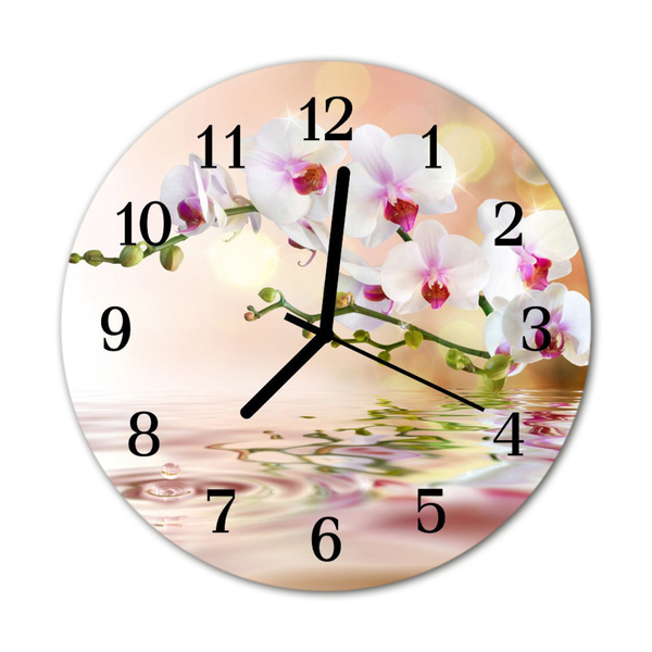 Horloge murale en verre Orchidée