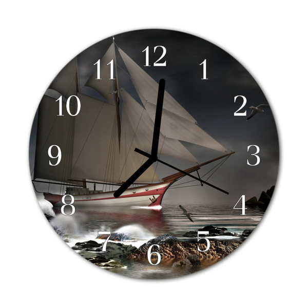 Horloge murale en verre Bateau à voile