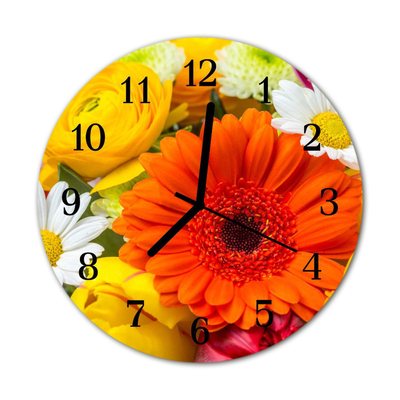 Horloge murale en verre Fleurs