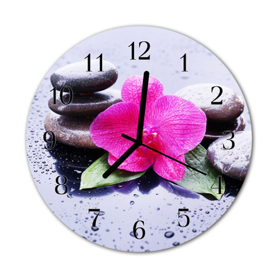 Horloge murale en verre Orchidée