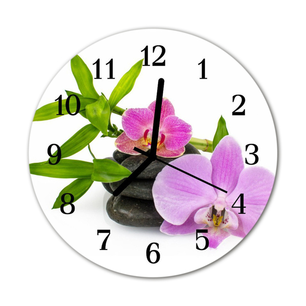 Horloge murale en verre Orchidée