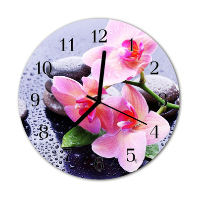 Horloge murale en verre Orchidée