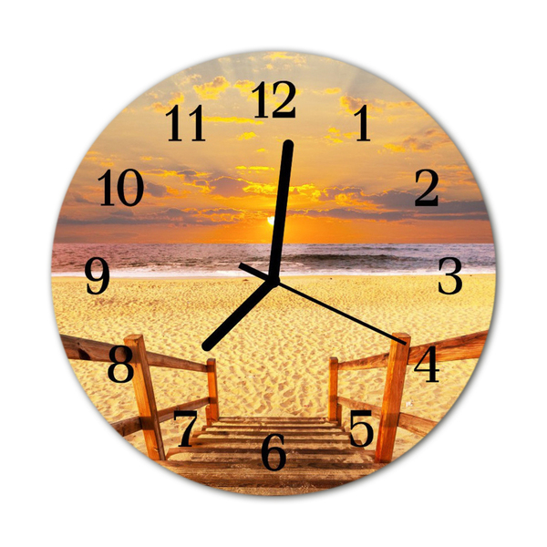 Horloge murale en verre Pont de plage