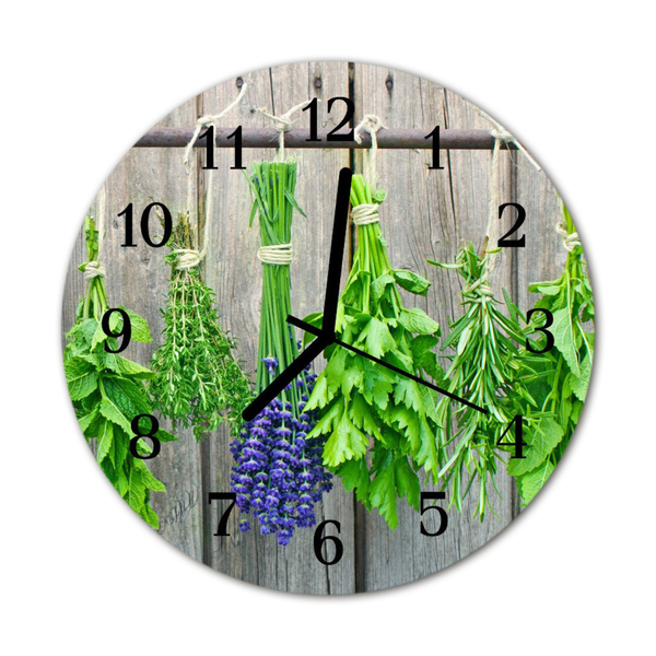 Horloge murale en verre Herbes