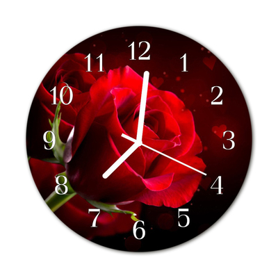 Horloge murale en verre Roses