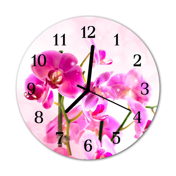 Horloge murale en verre Orchidée