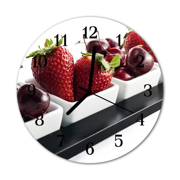 Horloge murale en verre Fraises