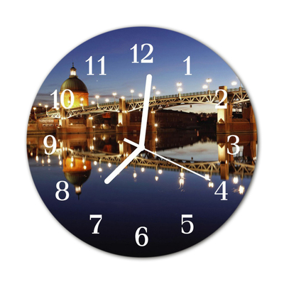 Horloge murale en verre Pont de la rivière